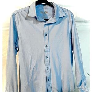 Tasso Elba Supima Cotton Luxury Long-sleeve Button Down Blue